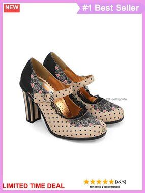 Hot Chocolate Design Vintage Vegan High Heel Pump Mary Jane Closed Toe
